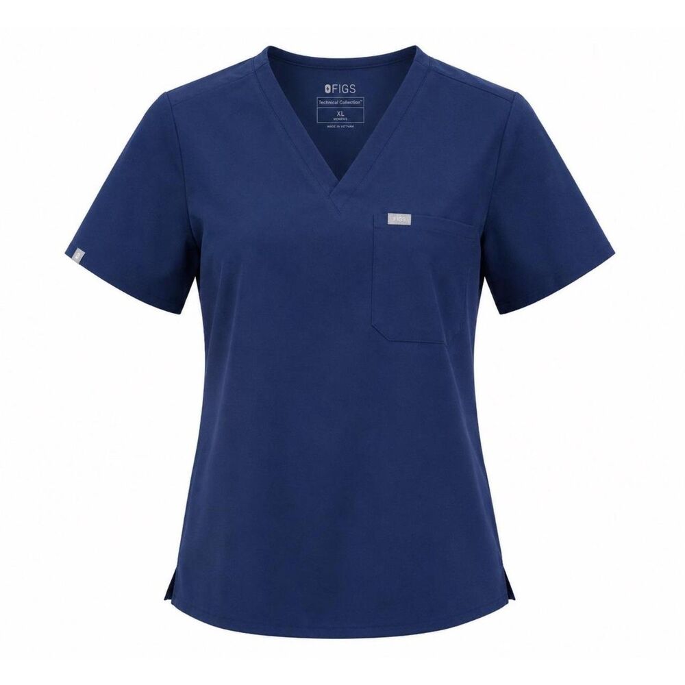 FIGS Plus Size XXL Catarina Navy Blue V Neck Scrub Top Medical Workwear Hospital